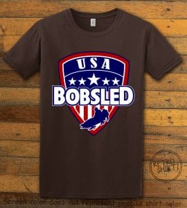 USA Bobsled Graphic T-Shirt - brown shirt design