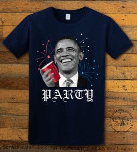 Party Obama Graphic T-Shirt - navy shirt design