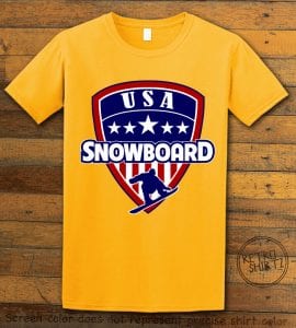USA Snowboard Team Graphic T-Shirt - yellow shirt design