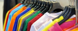 colored shirts on hangers