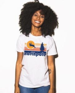 The North Pole Graphic T-Shirt - white shirt design on a model
