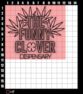 These are the graphic design dimensions for the St Patricks Day Shirts: The Funny Clover Dispensary Neon