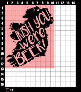 These are the graphic design dimensions for the St Patricks Day Shirts: Irish You Were Beer