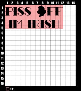 These are the graphic design dimensions for the St Patricks Day Shirts: Piss Off I’m Irish