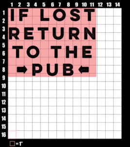 These are the graphic design dimensions for the St Patricks Day Shirts: If Lost Return to Pub