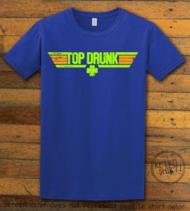 This is the main graphic design on a royal shirt for the St Patricks Day Shirts: Top Drunk