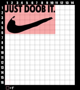 These are the graphic design dimensions for the Weed Shirt: Just Doob It