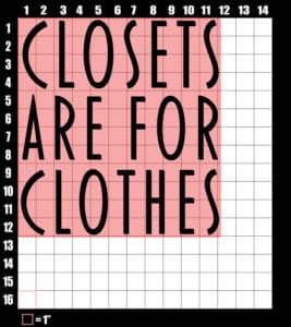 These are the graphic design dimensions for the Pride Shirts: Closets are for Clothes