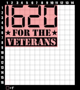 These are the graphic design dimensions for the Weed Shirt: 1620 Veterans