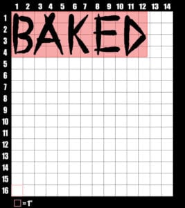 These are the graphic design dimensions for the Weed Shirt: Baked Joint Letters