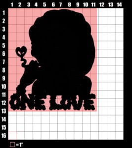 These are the graphic design dimensions for the Weed Shirt: Rasta Alien
