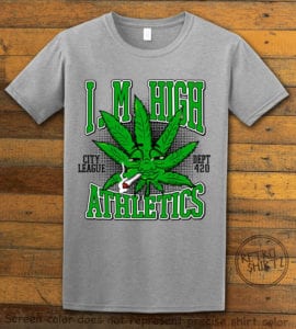 This is the main graphic design on a gray shirt for the Weed Shirt: Marijuana High School