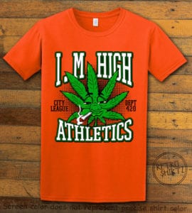 This is the main graphic design on a orange shirt for the Weed Shirt: Marijuana High School