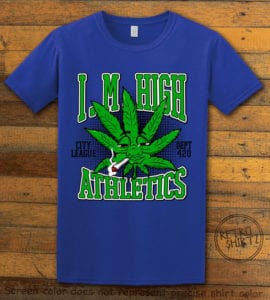 This is the main graphic design on a royal shirt for the Weed Shirt: Marijuana High School