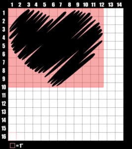 These are the graphic design dimensions for the Pride Shirts: Pride Heart