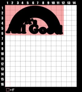 These are the graphic design dimensions for the Pride Shirts: Good Rainbow