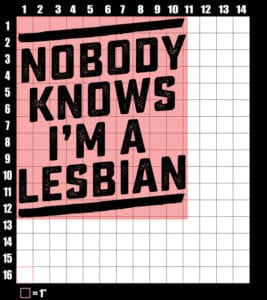 These are the graphic design dimensions for the Pride Shirts: Closet Lesbian