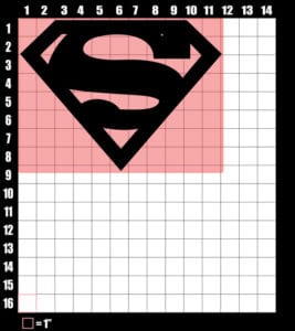 These are the graphic design dimensions for the Pride Shirts: Superman Pride