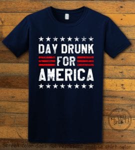 Day Drunk For America Graphic T-Shirt - navy shirt design