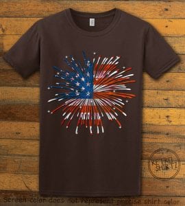 USA Firework Graphic T-Shirt - brown shirt design