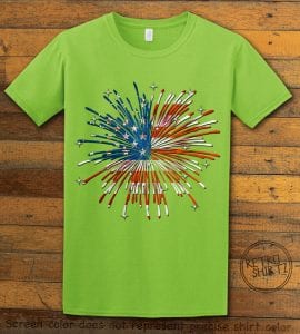 USA Firework Graphic T-Shirt - lime shirt design