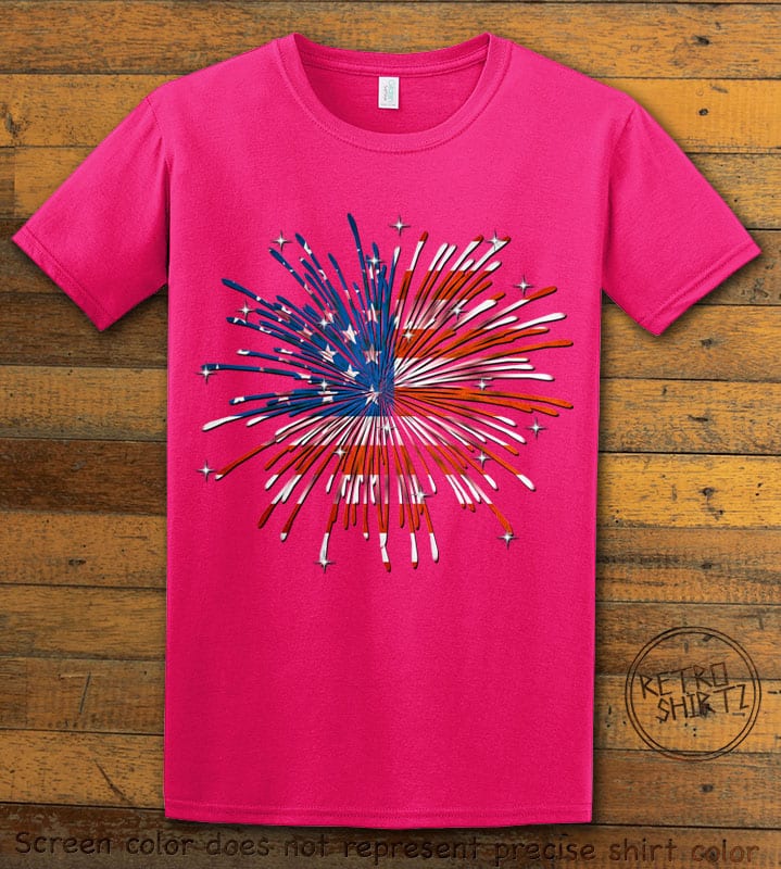 USA Firework Graphic T-Shirt - pink shirt design