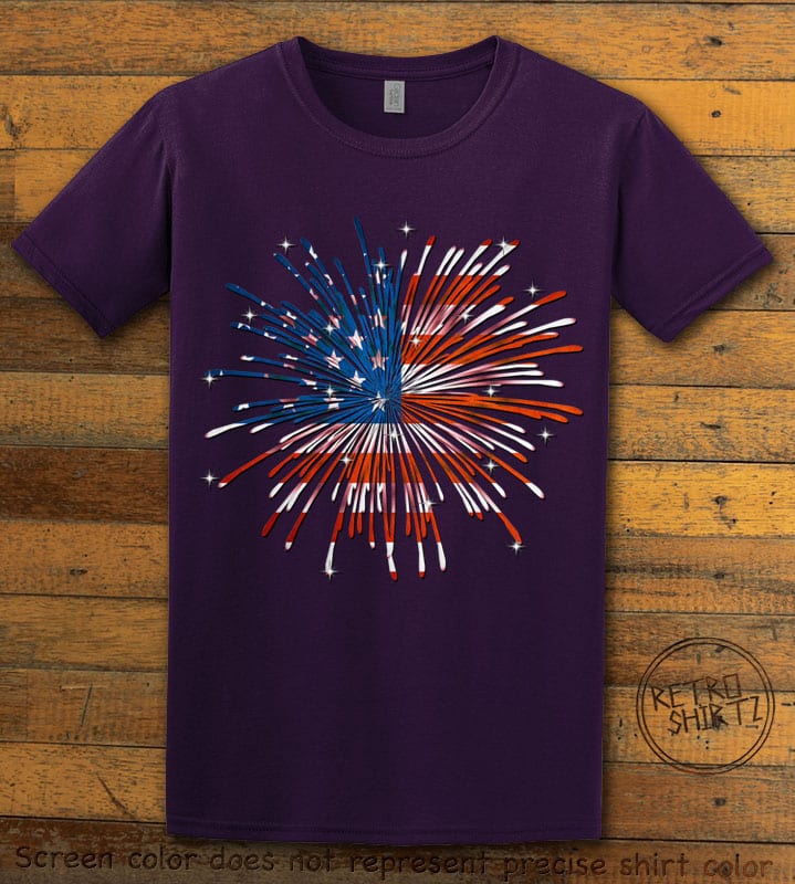 USA Firework Graphic T-Shirt - purple shirt design