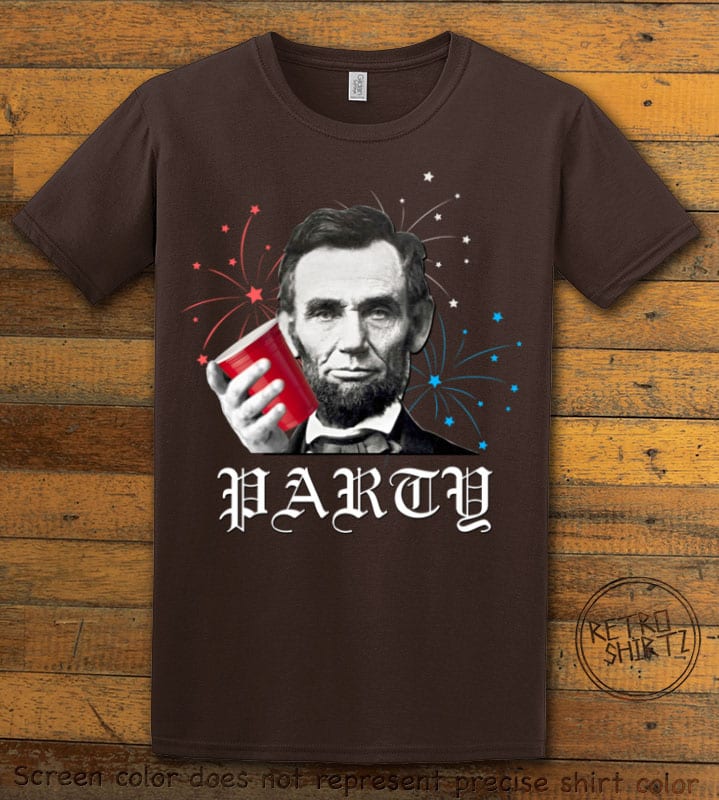 Party Lincoln Graphic T-Shirt - brown shirt design