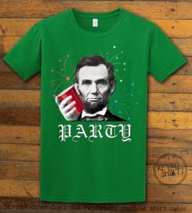 Party Lincoln Graphic T-Shirt - green shirt design
