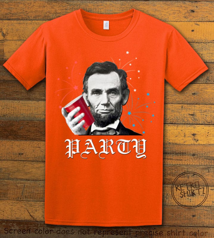 Party Lincoln Graphic T-Shirt - orange shirt design