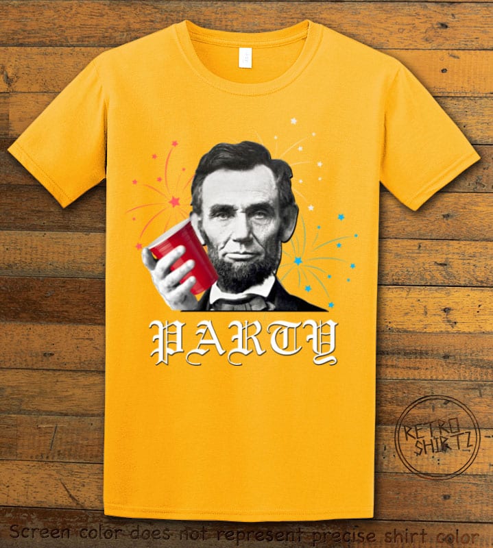 Party Lincoln Graphic T-Shirt - yellow shirt design