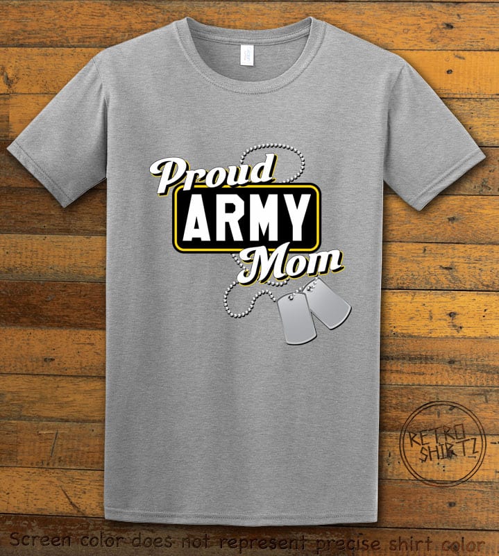 Proud Army Mom Graphic T-Shirt - grey shirt design