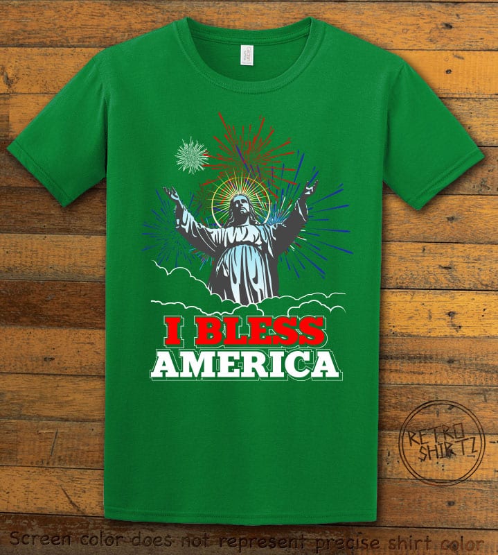 I Bless America Graphic T-Shirt - green shirt design