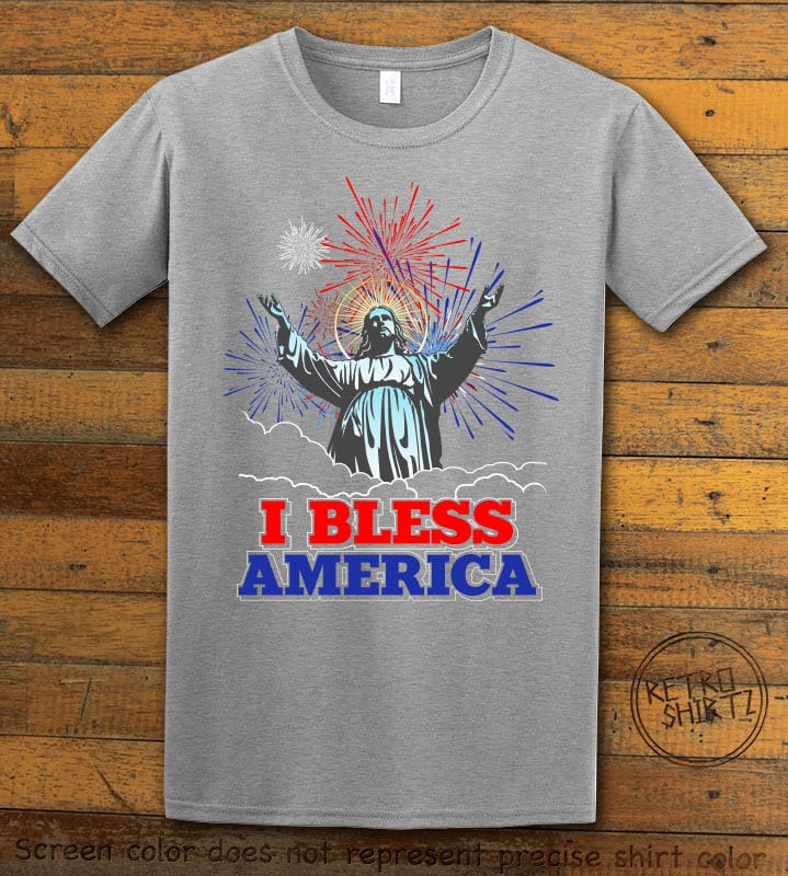 I Bless America Graphic T-Shirt - grey shirt design