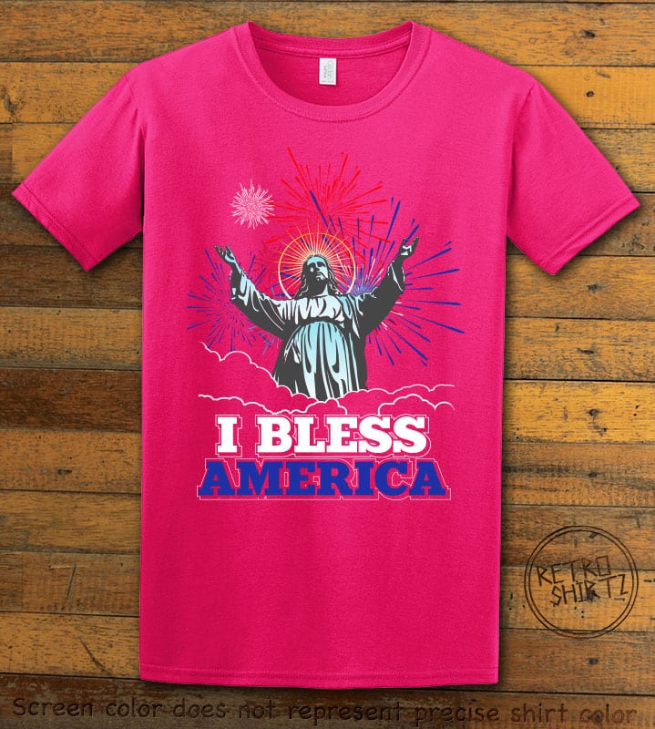 I Bless America Graphic T-Shirt - pink shirt design