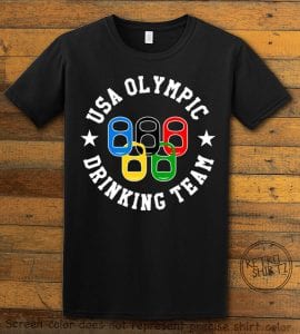 USA Olympic Drinking Team Graphic T-Shirt - black shirt design