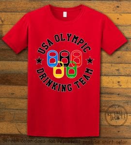 USA Olympic Drinking Team Graphic T-Shirt - red shirt design