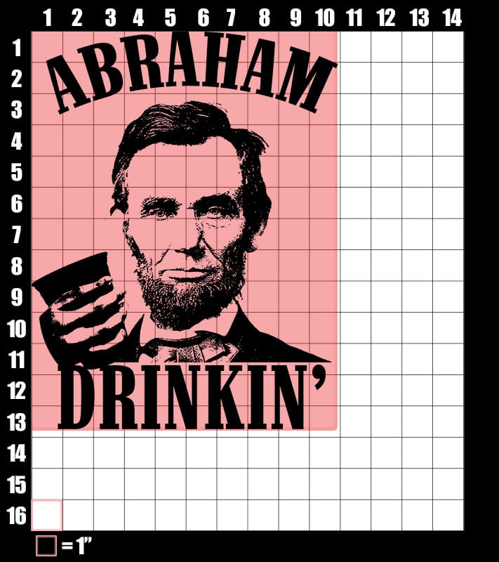 These are the graphic design dimensions for Abraham Drinkin'