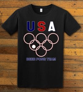 USA Beer Pong Team Graphic T-Shirt - black shirt design