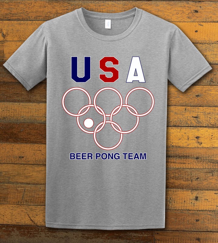 USA Beer Pong Team Graphic T-Shirt - gray shirt design
