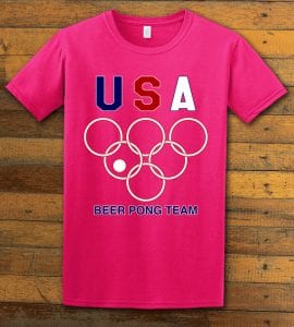 USA Beer Pong Team Graphic T-Shirt - pink shirt design