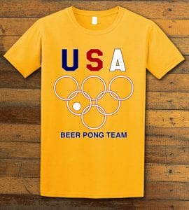 USA Beer Pong Team Graphic T-Shirt - yellow shirt design