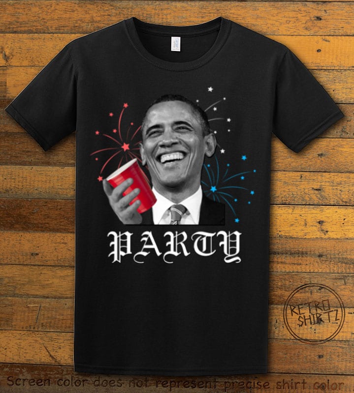 Party Obama Graphic T-Shirt - black shirt design