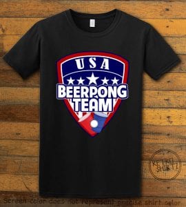 USA Beer Pong Team Graphic T-Shirt - black shirt design