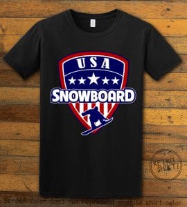 USA Snowboard Team Graphic T-Shirt - black shirt design