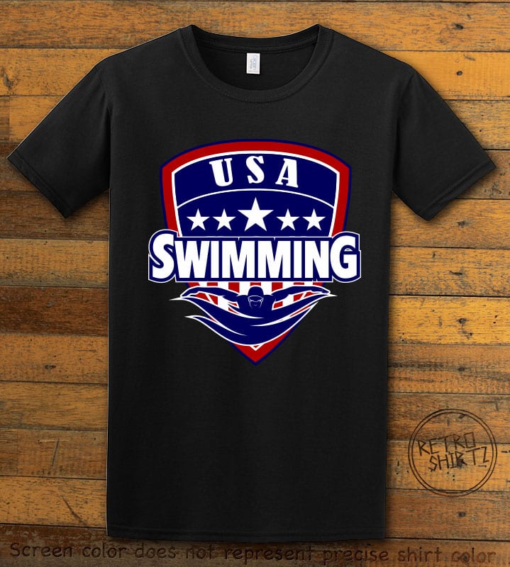 USA Swimming Team Graphic T-Shirt - black shirt design