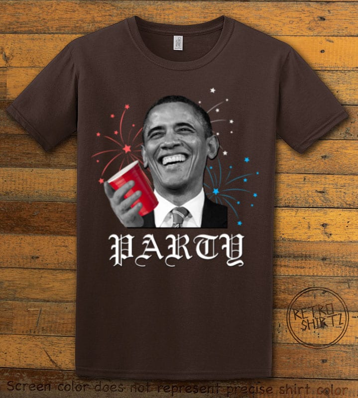 Party Obama Graphic T-Shirt - brown shirt design