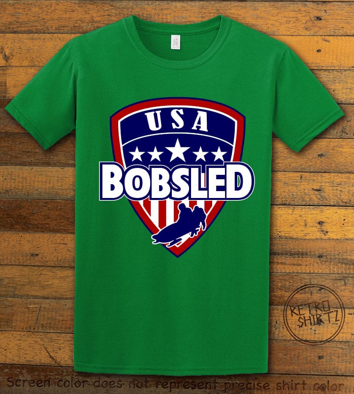 USA Bobsled Graphic T-Shirt - green shirt design