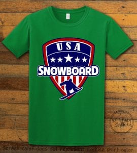 USA Snowboard Team Graphic T-Shirt - green shirt design