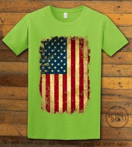 Distressed American Flag Graphic T-Shirt - lime shirt design